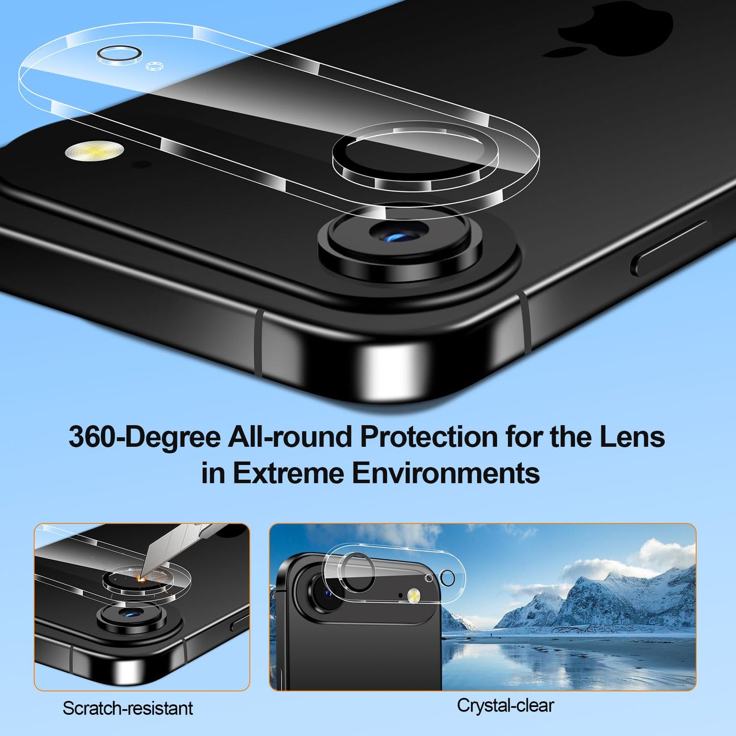 QHOHQ 3 Pack Screen Protector for iPhone 14 / iPhone 13 [6.1 Inch] with 3 Pack Tempered Glass Camera Lens Protector, Ultra HD, 9H Hardness,Case Friendly