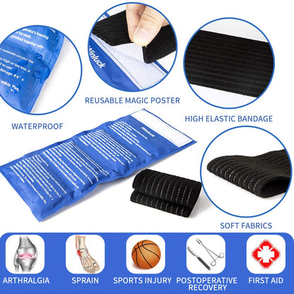 Gel Ice Cold Packs - (2-Piece Set) Soft Reusable Cold/Hot Compress, Provides Alleviate Joint and Muscle Pain. Flexible Therapy from Injuries - Shoulder, Back, Knee, Neck, Ankle & More.