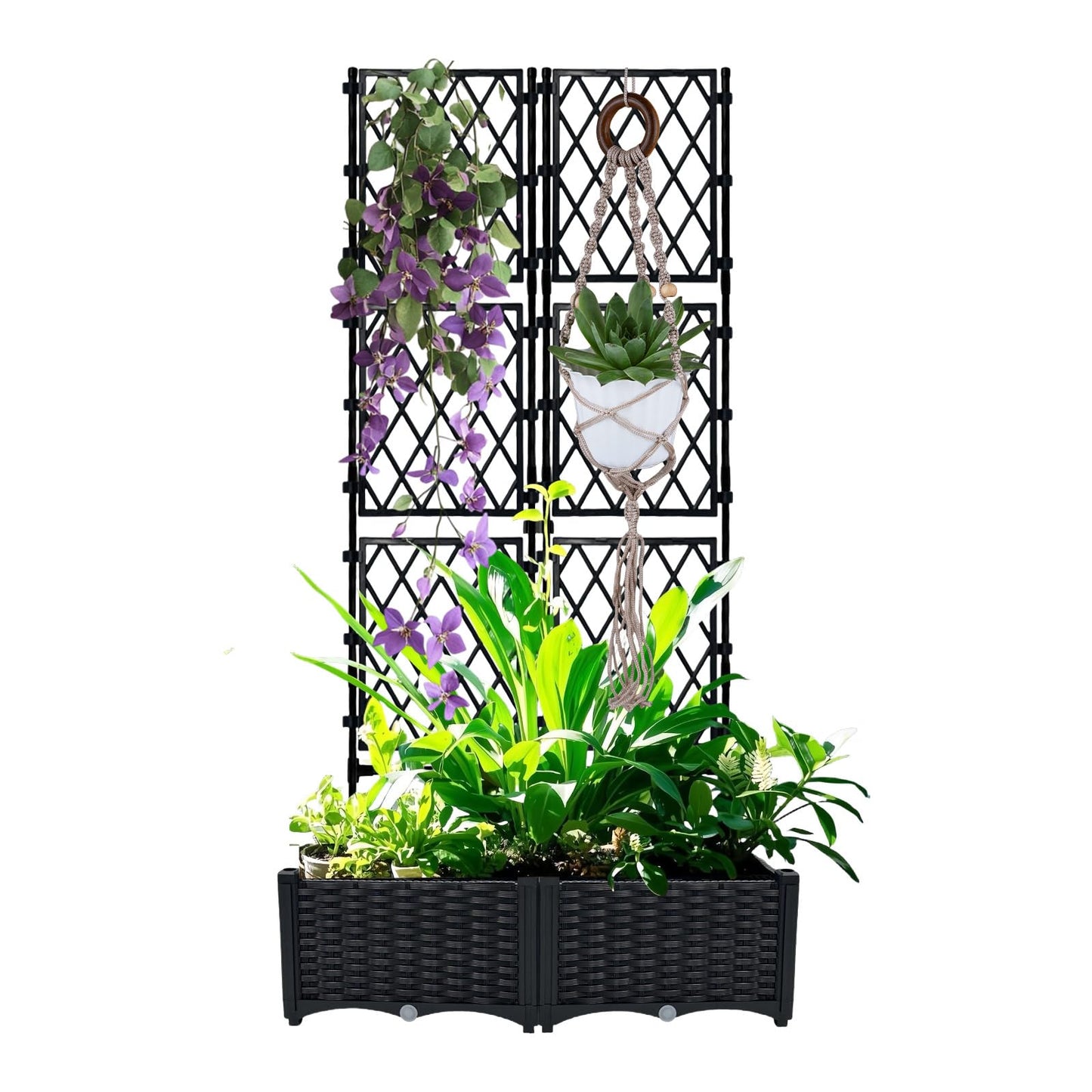 BUKLIYN Planter with Trellis - Raised Garden Bed with Trellis 75.5"x31.5"x16", Privacy Screen Planter Box with Drainage Hole, Outdoor Raised Garden Bed for Climbing Plants