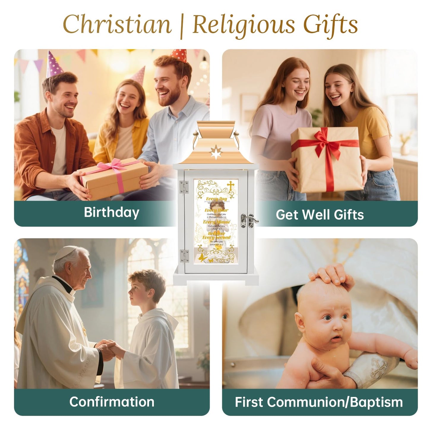 Christian Gifts for Women Faith, Inspirational Gift, Prayer of Peace Figurine Lantern, Religious Gifts for Female Men, Spiritual Gift