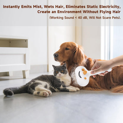 Steam Brush for Dog & Cat – 3-in-1 Pet Spray Hair Removal Comb – Pet Grooming & Shedding Steam – Includes 2*Waterless Shampoo – Water Brush for Long & Short Haired Pets – Defur Spritz Comb
