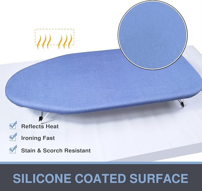 Small Ironing Board Cover and Pad 12.5 x 30, Elastic Edge, Silicone Coated