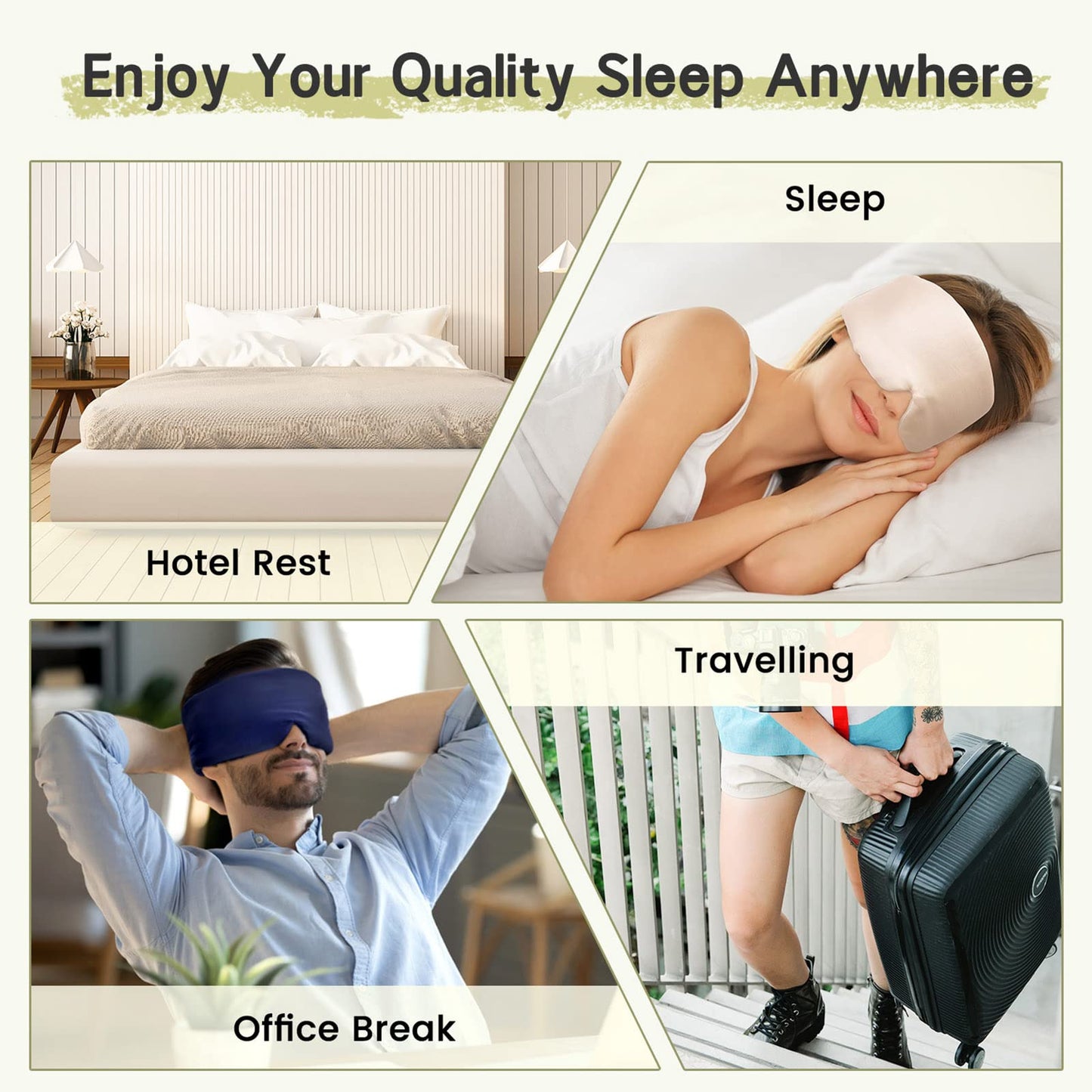 100% Handmade Bamboo Sleeping Eye Mask for Women for Men,Night Masks,Organic Sleep Mask,Blockout Eye Mask for Sleeping,Large Size Adjustable (Navy Blue)