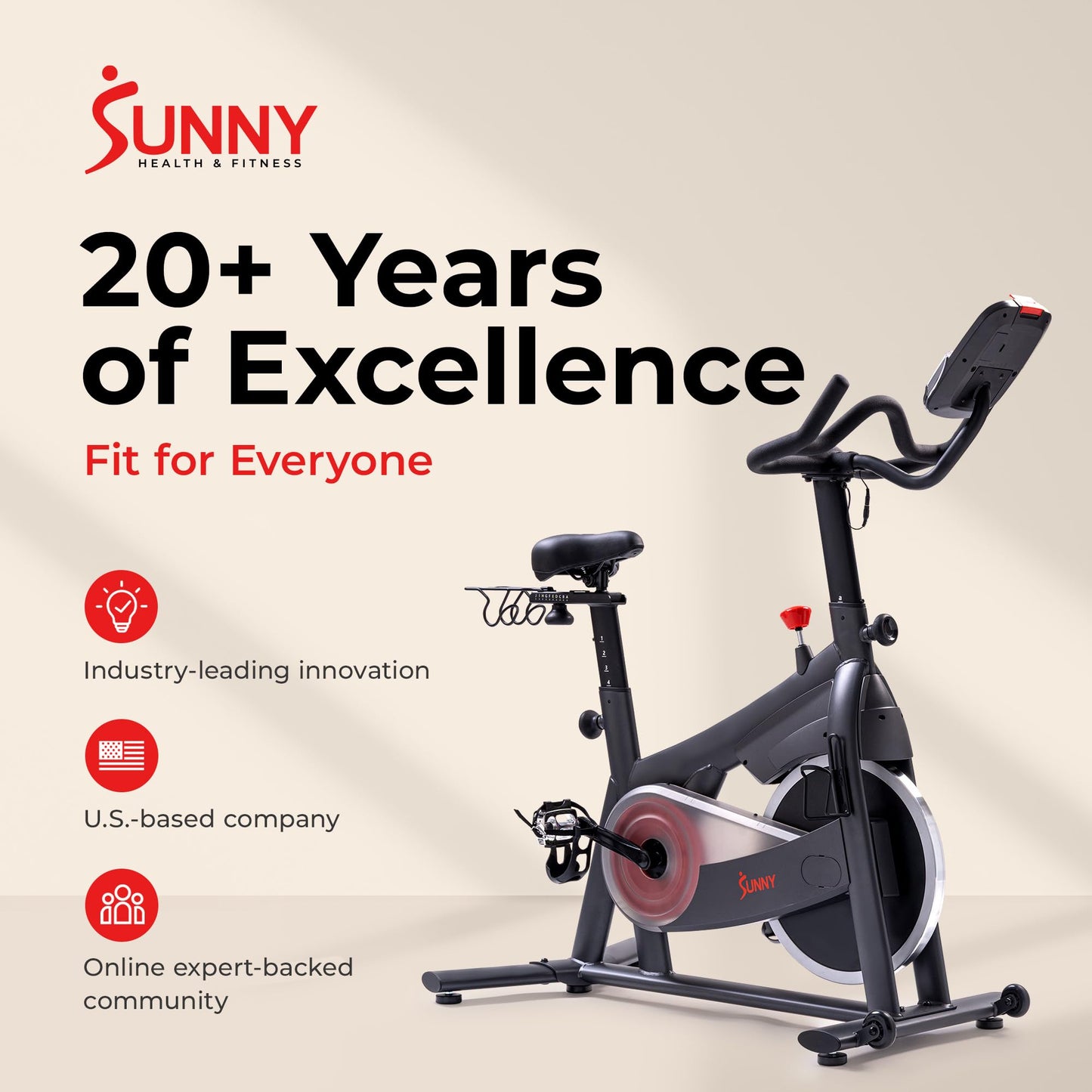 Sunny Health & Fitness Orion Smart Indoor Cycling Bike – Performance Magnetic Exercise machine with SunnyFit App, 29 LB Flywheel, 330 LB Capacity & Quiet Belt Drive