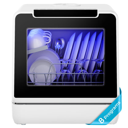 EUHOMY Countertop Dishwasher Portable, 8 Programs Mini Dishwasher with 5L Built-in Water Tank and Inlet hose, No Hookup Needed, Dish Washer with Self Clean/Baby Care/Air Dry, for Apartments & RVs