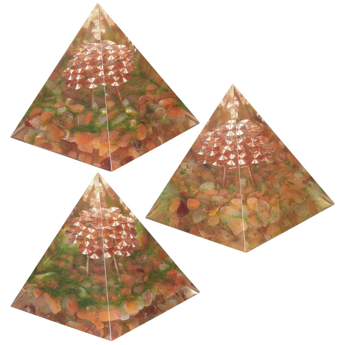mookaitedecor Carnelian Crystal Orgone Pyramid with Copper Wire Tree of Life, Healing Stones Orgonite Energy Generator for Protection Meditation Home Decor