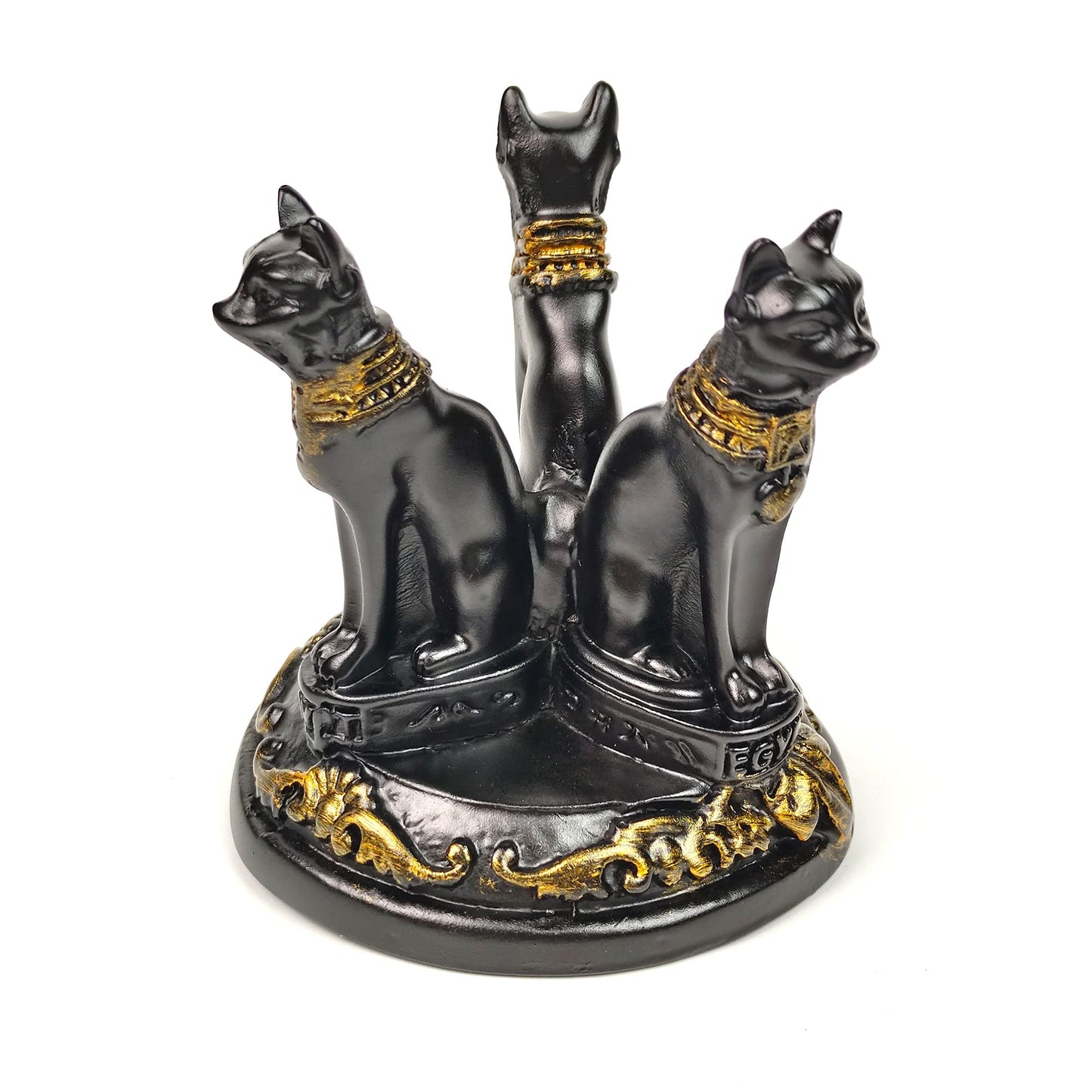 OmyLens Bast Bastet Cats Crystal Ball Stand Sphere Display, Natural Healing Feng Shui Glass Orb Holder Base Statue Decoration, for 40mm-80mm Ball