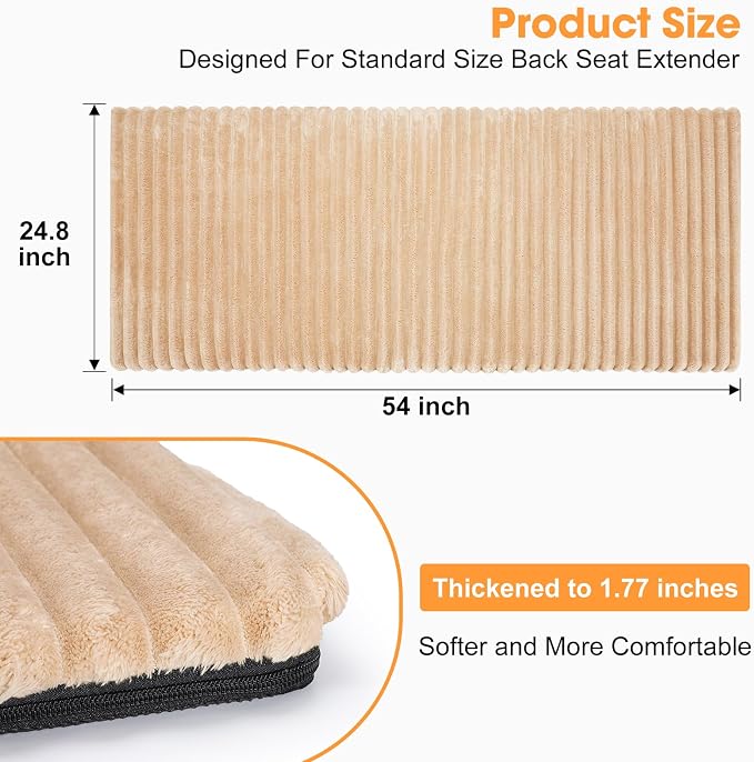 FURTIME Backseat Pet Bed Mat, Non-Slip Dog Bed for Car Back Seat, Washable Travel Pet Mat with Removable Cover, Dog Seat Covers Protector Fit for Backseat Extenders and Trucks SUVs, 54"x 24.8", Brown