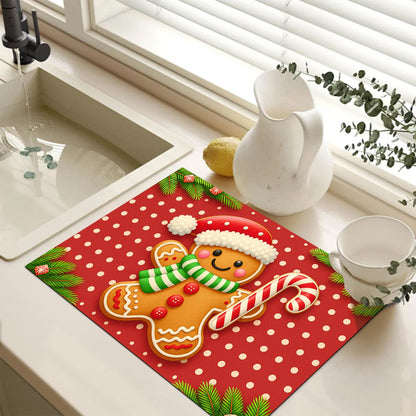 HOMETITUTE Stove Top Covers for Electric Glass Stove 28x20 Inch Gingerbread Man Christmas Cooktop Protector Heat Resistant Counter Cover Dish Drying Mat for Kitchen RV Camper