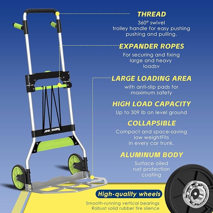 Leeyoung Folding Hand Truck and Dolly, 309 lb Capacity Aluminum Portable Cart