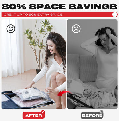 Travel Vacuum Storage Bags with Rechargeable USB Pump, 9 Pack Carry-On Size Compression Packing Bags for Luggage and Suitcase, Space Saver for Clothes and Clothing Travel