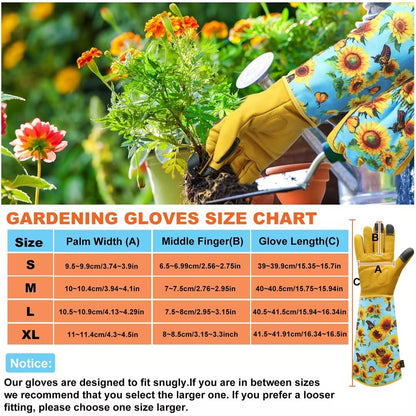 DLY Gardening-Gloves-for-Women, Thorn-Proof Long-Leather Garden Gloves, Rose/Blackberry Pruning Heavy Duty Gardening Work Gauntlet with Forearm Protection - Medium