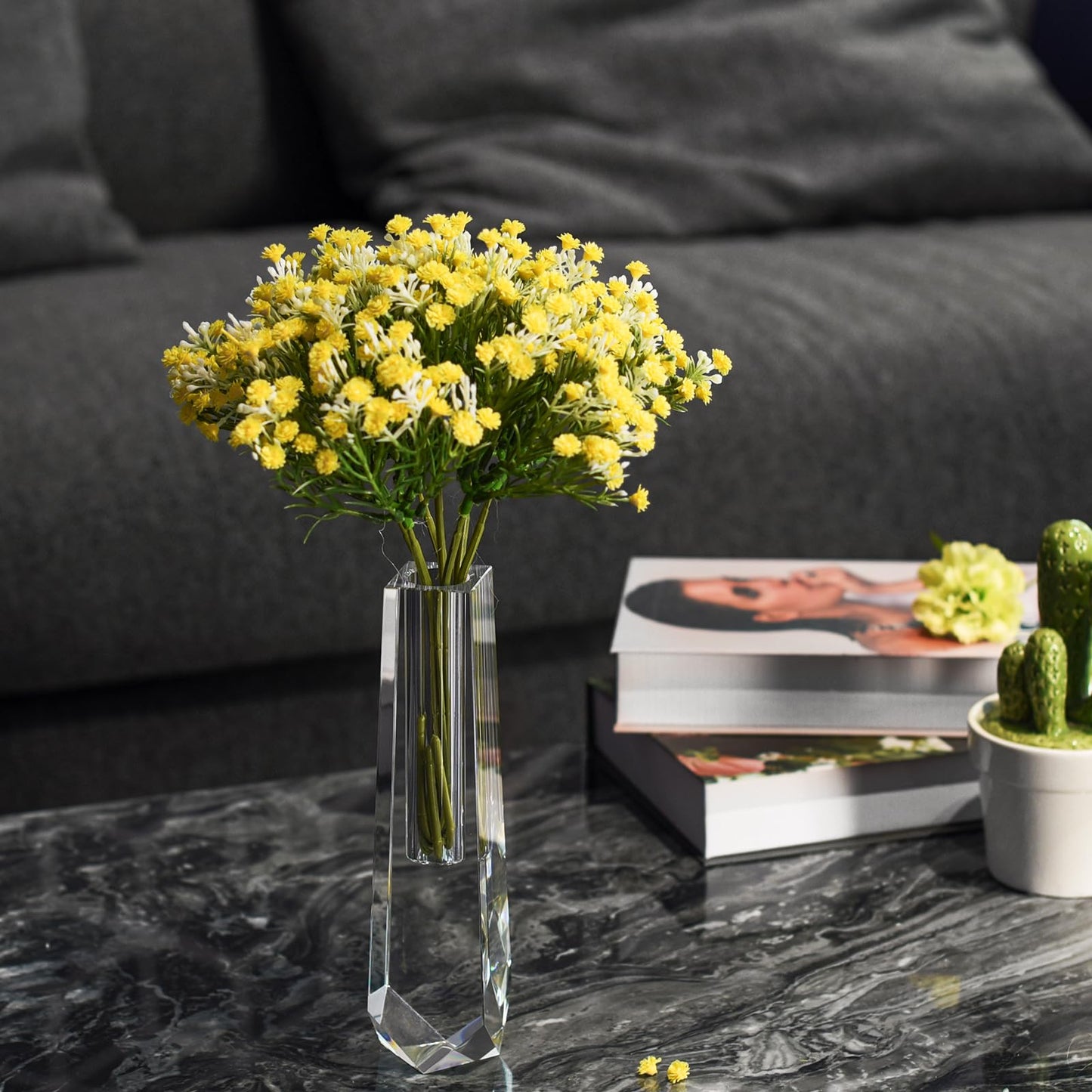 Kitcom Crystal Bud Vase 8.3IN, Elegant Floral Display Tabletop for Home & Weddings, Comes with Gift Box