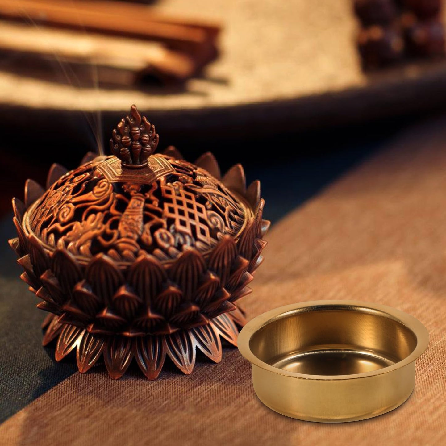 VOSAREA 6pcs Metal Incense Cone Burners Tea Light Tins Cups Tealight Holders Brass Incense Burner Plate Holder Empty Scented Candle Cup DIY Candle Holders for Party Wedding Table Decoration