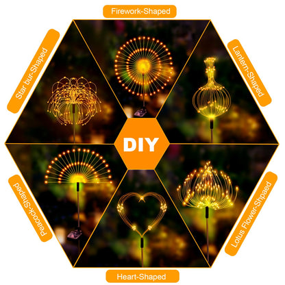 Galavasen Solar Fireworks Lights for Outside, 150 LED Firework Solar Lights Outdoor Waterproof,Garden Fairy Twinkling Tree Stake for Yard Patio Pathway Wedding Christmas Diwali Decor 4 Pack Warm White
