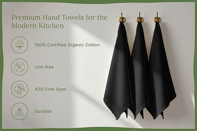 Organic Cotton Black Tea Towels