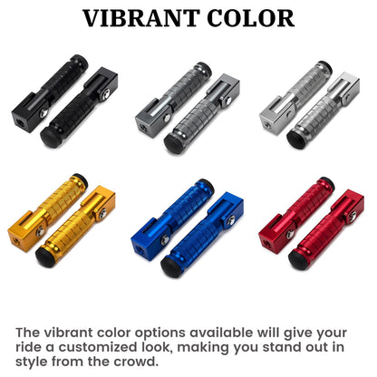 XINGWU M8 Motorcycle Foot Pegs 90 Degree Foldable Footpegs CNC Anti-Skid Footrest Universal for Yamaha Honda Suzuki Aprilia Electric Car Motorbike Mini Bike Dirt Pit Bike Passenger Pedal (Silver)