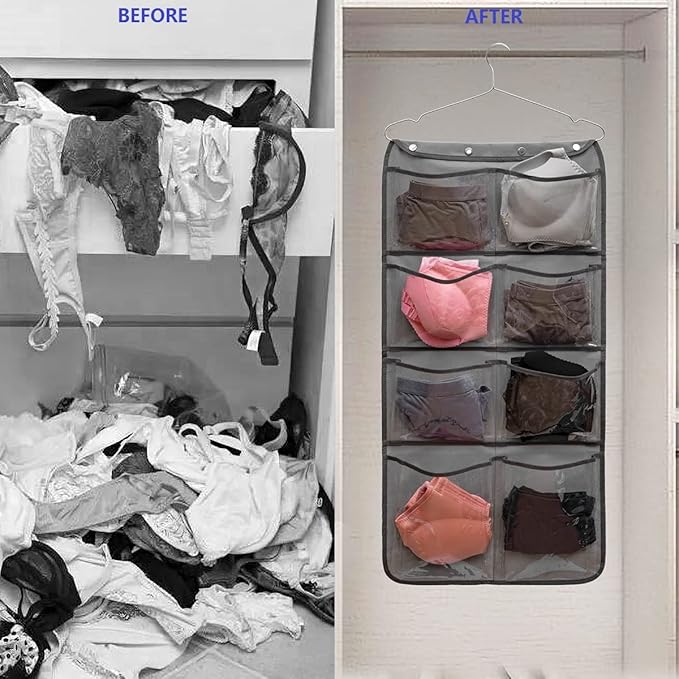 Dual Sided Hanging Closet Organizer Durable Socks Stocking Clothes Bra