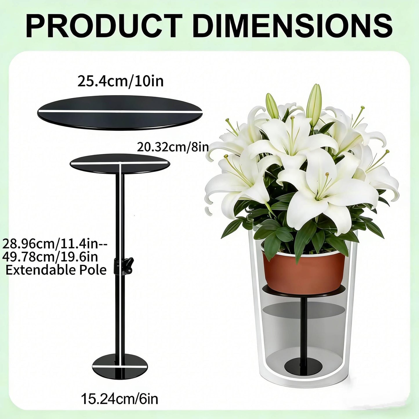 PERFECT LASER Adjustable Plant Riser, 11-19" Rise Planter Insert Filler for Large Pots, Plant Lift Inserts Pot Risers for Indoor Outdoor Tall Taper Planter Container , Fits 6/8/10 Inch Pots Base Top