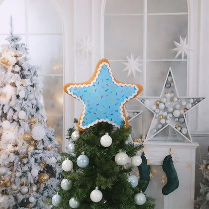 Seematn 10 Inch Christmas Candy Treetop Plush Stuffed Pastel Star Tree Topper Frosting Christmas Treetop Ornament for Xmas New Year Winter Holiday Party Decor Home