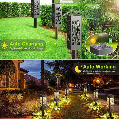 WdtPro Solar Lights Outdoor Garden, 6 Pack Garden Lights Solar Powered Waterproof with Warm White LED Lights, Solar Garden Ornaments Outdoor for Patio, Yard, Pathway Dusk to Dawn Auto On/Off