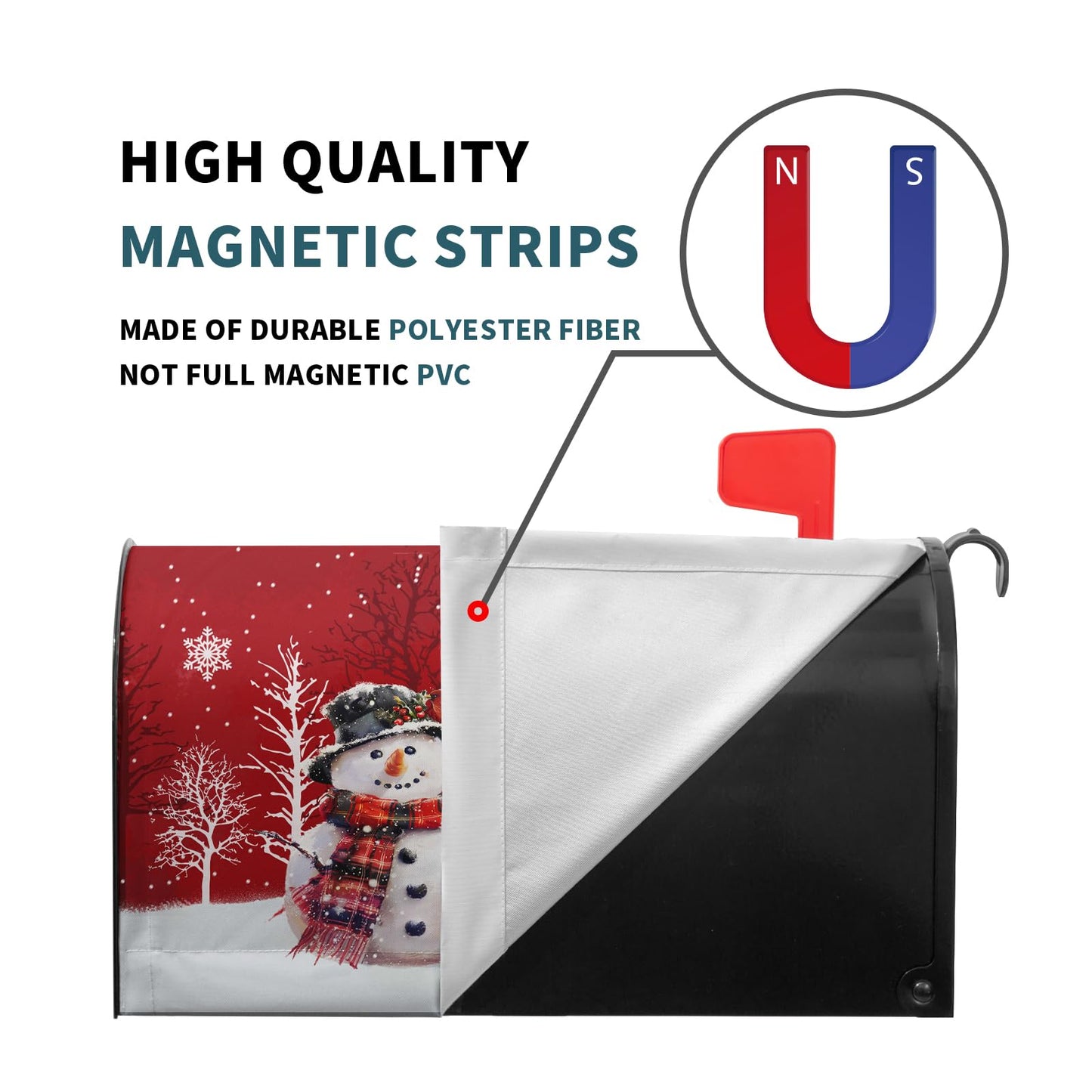 Kawani Merry Christmas Red Snowman Mailbox Covers Magnetic Red Winter Outdoor Mailbox Cover Standard Size 18 X 21 Inch Snowflakes Holiday Mailbox Wrap Post Letter Box Cover Decor for Home Garden Yard