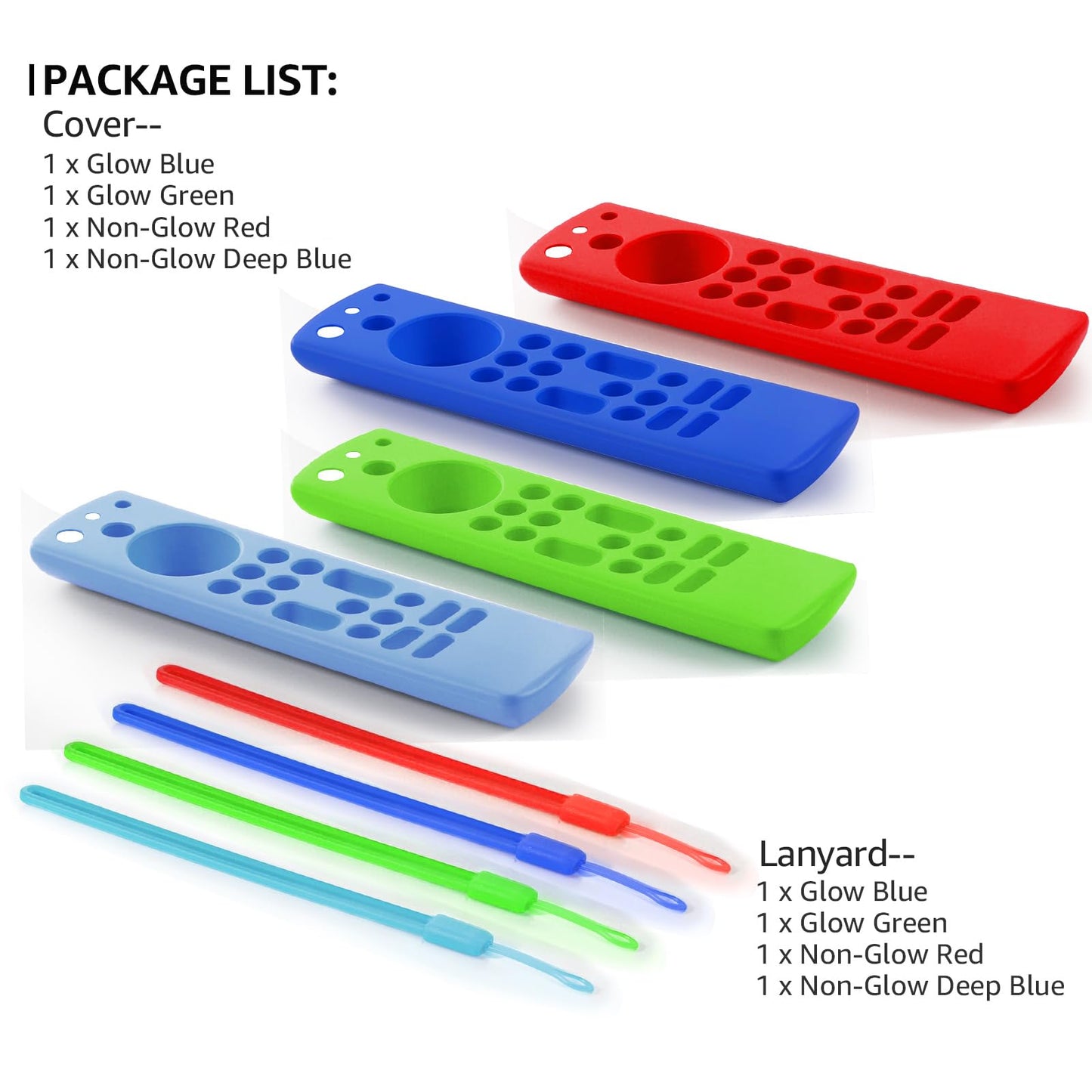 OneBom (2pcs) Silicone Remote Cover for Firetv 4K Max (2nd)/ Insignia/Pioneer/Omni (QLED) Series Alexa Voice Remote Enhanced w, Anti-Slip Protective Case with Same Color Lanyard(Glow Purple&Glow Blue)