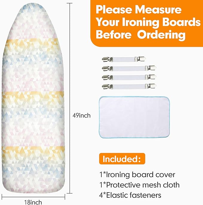 Ironing Board Cover and Pad, 18x49 Extra Wide Thick Iron Padding, Scorch &