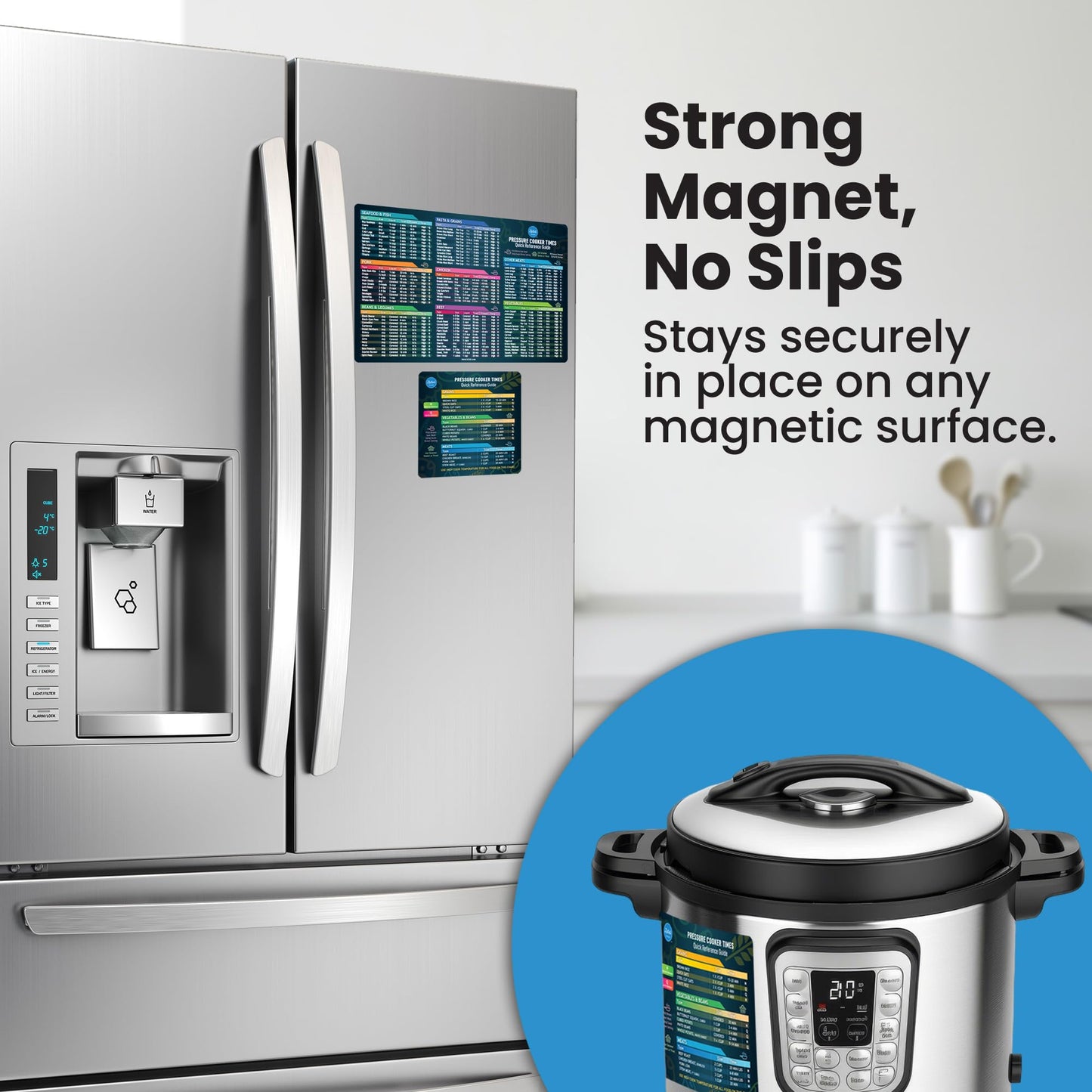Air Fryer Magnetic Cheat Sheet Set - Air Fryer Accessories Cookbook - As Seen on the Today Show an Easy to Use AirFryer Time Chart Set - Strong Magnet Quick Reference Cooking Guide for Frying (Black)