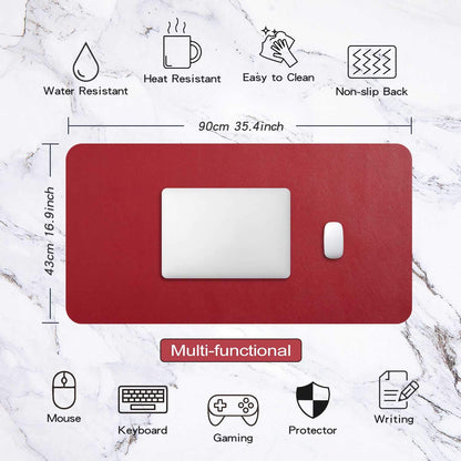 DOBAOJIA Desk Pad Large, Extended Mouse Mat, Large Mouse Pad XXL, Desk Blotter, Laptop Mat, Writing Pad, Desk Mat for Office/Home, PU Leather Waterproof +Suede Non-Slip 35.4" X 16.9"(Wine Red)
