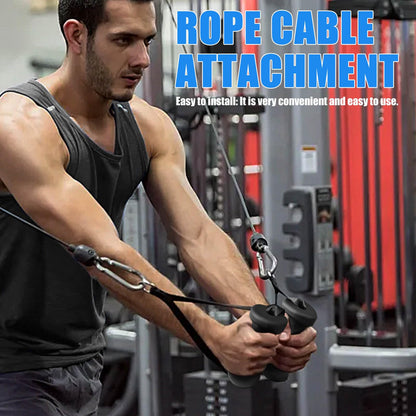 Ergonomic Tricep Rope Pull Down Attachment, Upgraded Long Triceps Rope Cable Attachments for Gym, Lat Pull Down Bar for Cable Machine, Tricep Lat Pulldown Workout Cable Attachments (CABLE HANDLES-01)
