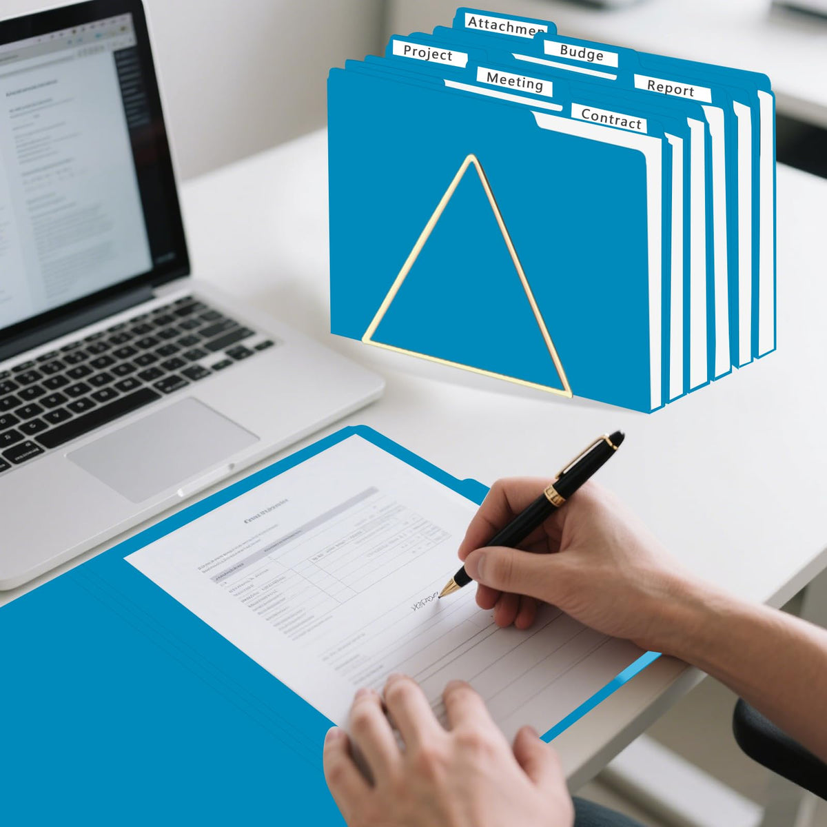 File Folder, HERKKA 120 Pack 1/3 Cut Tab File Folders, File Folders Great for Organizing and Filing, Letter Size, Blue