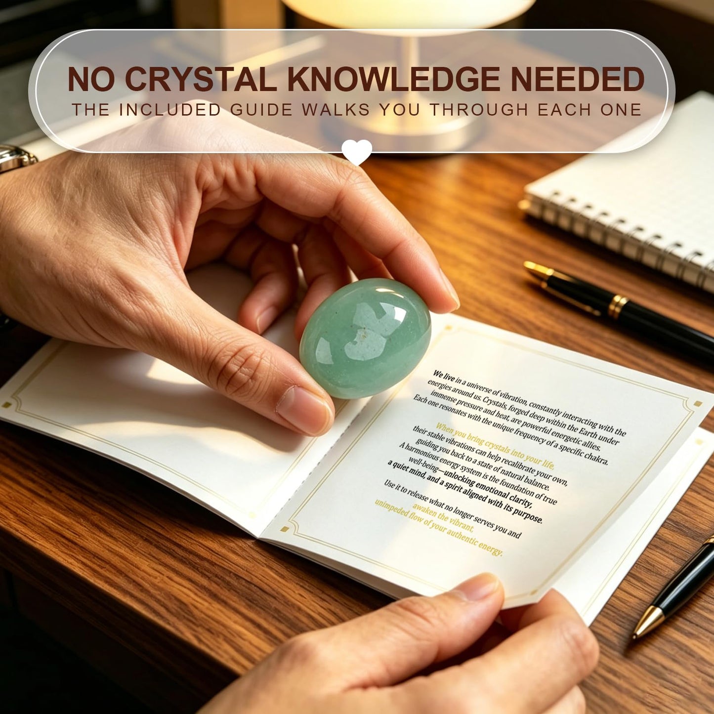 Workplace Crystals Set - 6PC Healing Stones with Gift Box, Blessing Card & Bag for Office Desk, Stress Relief, Focus, Spiritual Gift for Coworker