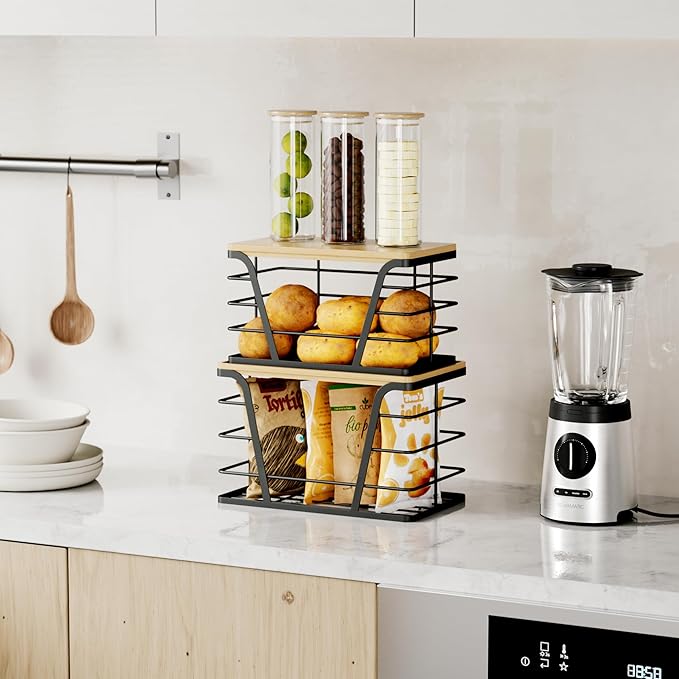 2 Pack Stackable Storage Laundry Kitchen Organizers, Wall Mount Trash Bag Holder
