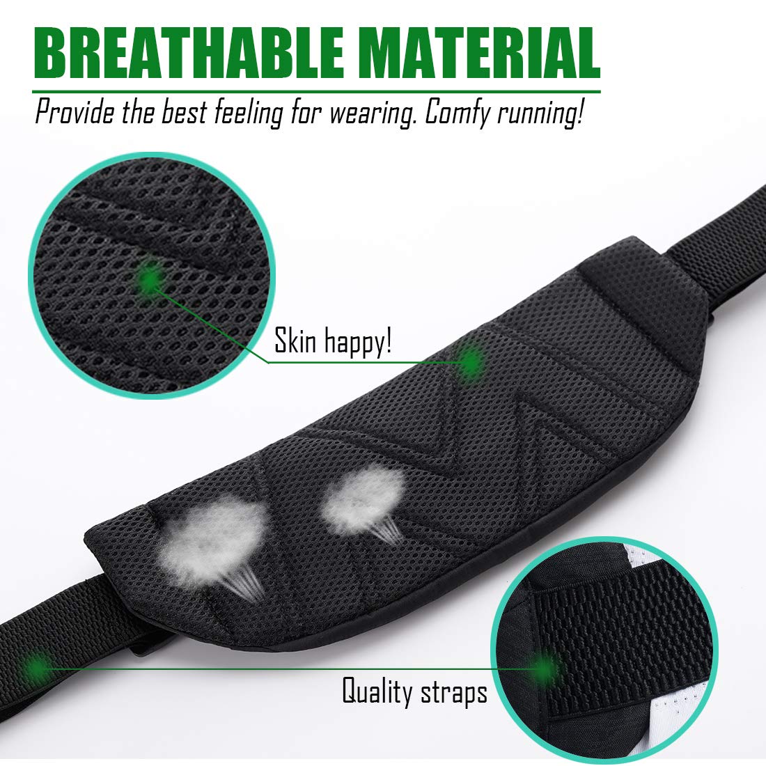 USHAKE Running Belt,Men or Women Ultra Light Bounce Free Waist Pouch Bag Fitness Workout Belt Sport Waist Pack Exercise Waist Bag for iPhone Samsung LG in Running Gym Marathon (BLACK)