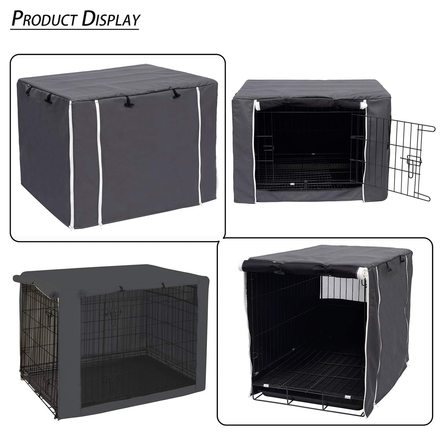 Geyecete Dog Crate Cover - Universal Dog Crate Fitting, 36 Inch, Lightweight Polyester Fabric, Breathable, Gray