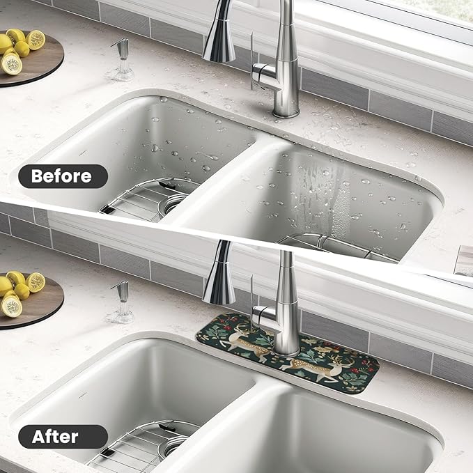 Christmas Kitchen sink faucet pad, strong water absorption, anti slip, very