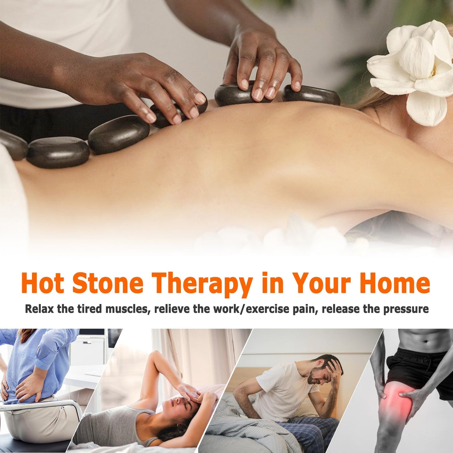 Goodtar Portable Hot Stone Massage Warmer - Digital Controller Rocks Heating Bag, Electric Massager and Heater for Home Spa Relax Muscles 110V (NO Stone) (Small Size)
