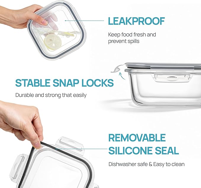 Vtopmart 5Pack 27oz Glass Storage Containers