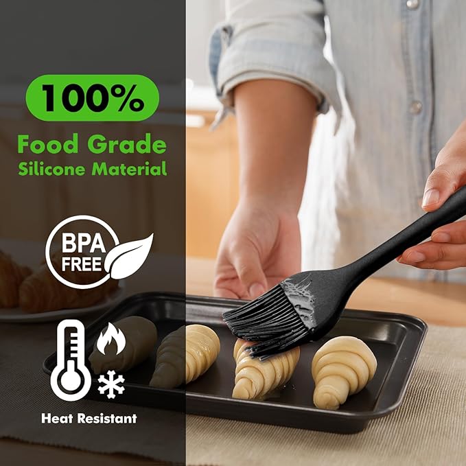 HOTEC 600℉ Heat Resistasnt Basting Brushes, BPA Free Silicone Pastry Brush