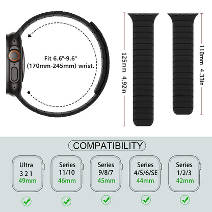 Sixmoat Magnetic Silicone Straps Compatible with Apple Watch 49mm 46mm 45mm 44mm 42mm, Soft Sport Wristband for Men Compatible with iWatch Ultra3 2 1 SE Series 11 10 9 8 7 6 5 4 3, Black