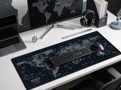 Anpollo Gaming Mouse Pad (900x400x3mm) Extended Mouse Mat Large Non-Slip Desk Pad with Precision Locked Edges Comfortable Keyboard Mat Suitable for Office Gamer Home - Black World Map