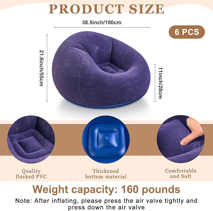 Realspring 6 9 12 Pcs Inflatable Bean Bag Chairs
