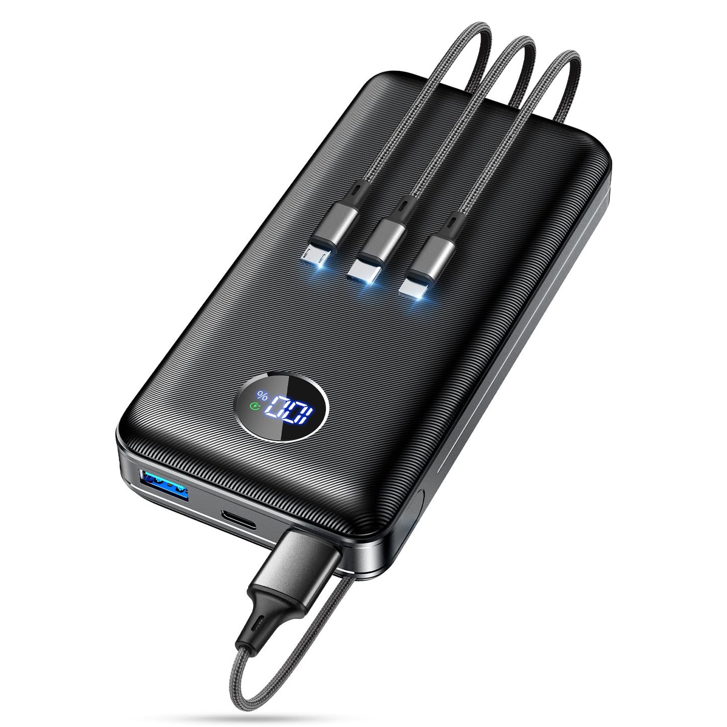 Portable Charger Power Bank - 60,000mAh Battery Pack, 22.5W Fast Charging Phone Charger with USB-C/iOS/Micro-USB Cable, Powerbank for iPhone 17 16 15 14 13 Samsung Google,for Travel Camping Essentials