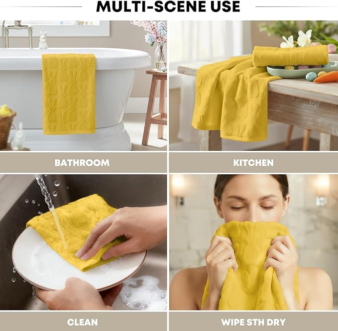 Artoid Mode 1 Pc Yellow 3D Rabbit Jacquard Easter Hand Towels