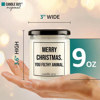 candle guy Scented Candle | Merry Christmas. You Filthy Animal. | Hand Poured 100% Soy Wax | 70 Hours Burn Time