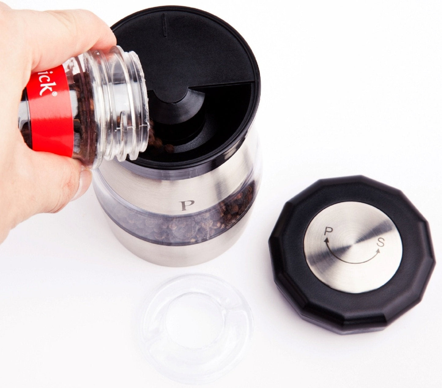 Ozeri Duo Ultra Salt and Pepper Mill and Grinder, Stainless Steel
