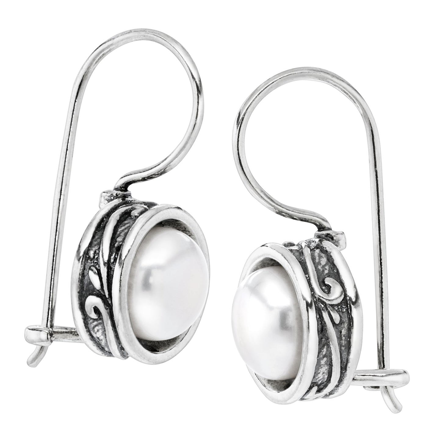 Silpada Freshwater Pearl Drop Earrings for Women, .925 Sterling Silver Dangle Earrings, 8mm
