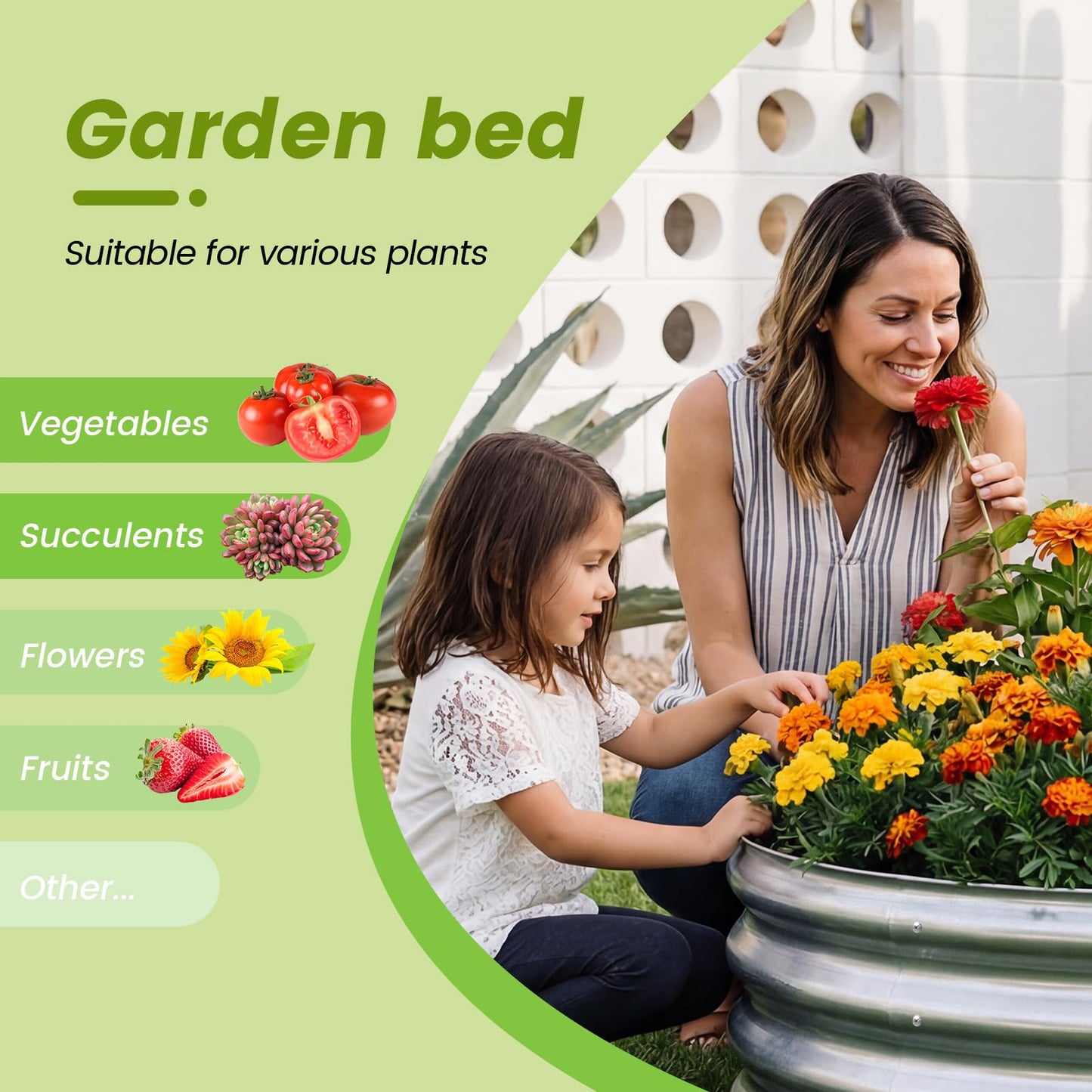 AHEONLAR 3Pack 2x2x1 ft Round Galvanized Raised Garden Bed Kit Round Metal Flower Box Large Planter Raised Beds Outdoor Garden for Planting,Fruit,Herb-Sliver