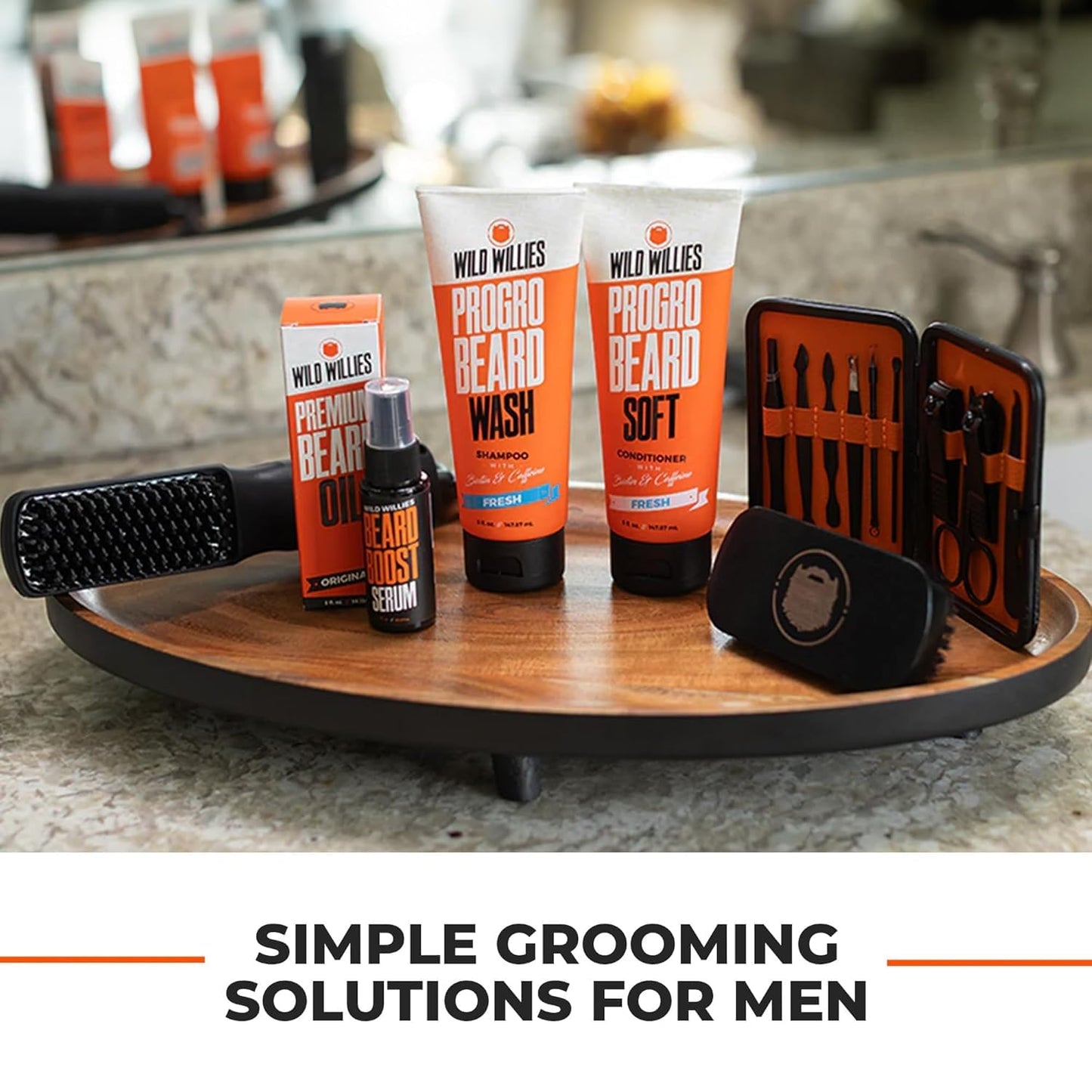Wild Willies Beard Straightener for Men - 3 Temperature Settings, Tourmaline Ceramic Heated Beard Brush & Hot Comb - Portable, Ionic Technology, Coarse & Curly Hair, 400F - Grooming Tool